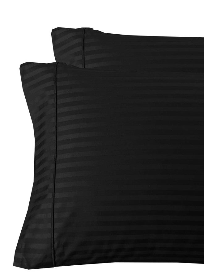 sheetsnthings Set of 2 Black 300TC Stripes Standard Queen Size Pillowcases - Image 1