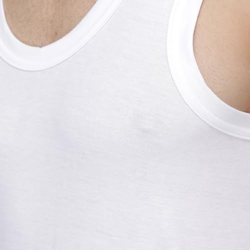 sporto Macho Men's Cotton Sleeveless Solid Vest Pack of 5 White - Image 5