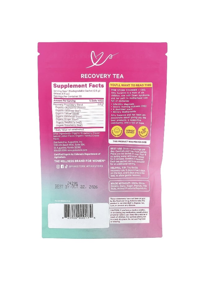 Pink Stork - Pink Stork, Recovery Tea, Tropical Strawberry, 15 Sachets, 1.3 oz (37.5 g) - Image 1