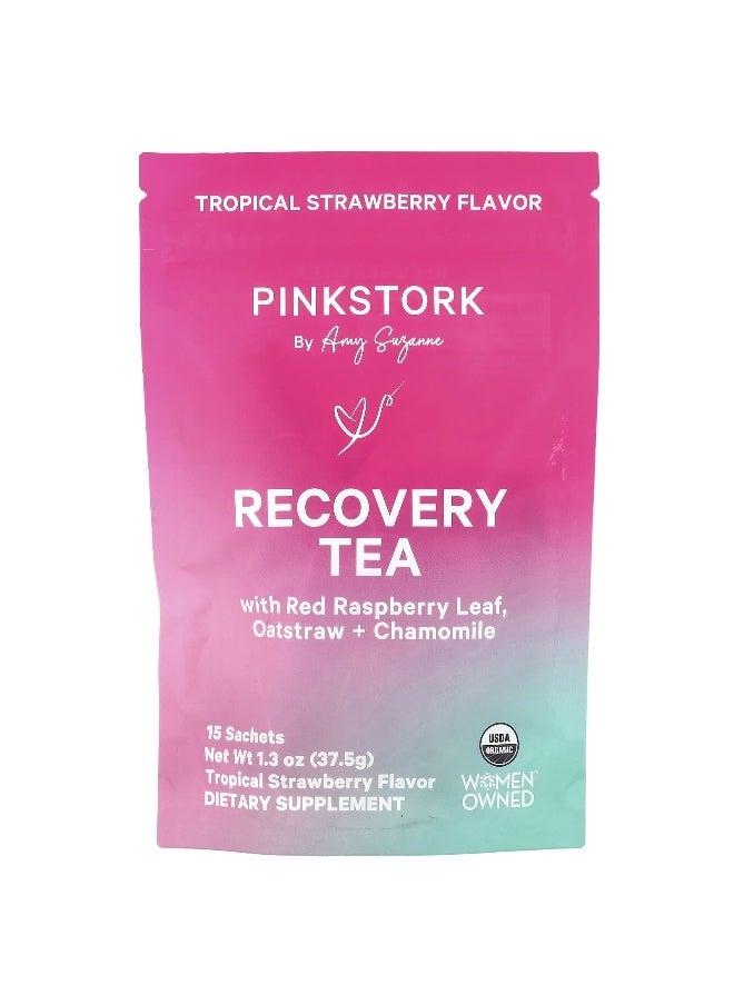 Pink Stork - Pink Stork, Recovery Tea, Tropical Strawberry, 15 Sachets, 1.3 oz (37.5 g) - Image 1
