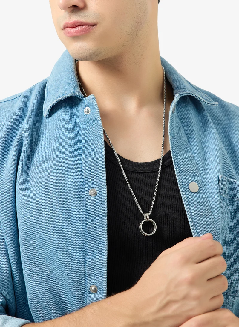 Seventy Five  Stainless Steel Dual Ring Pendant Necklaces for Men | Best Price UAE
