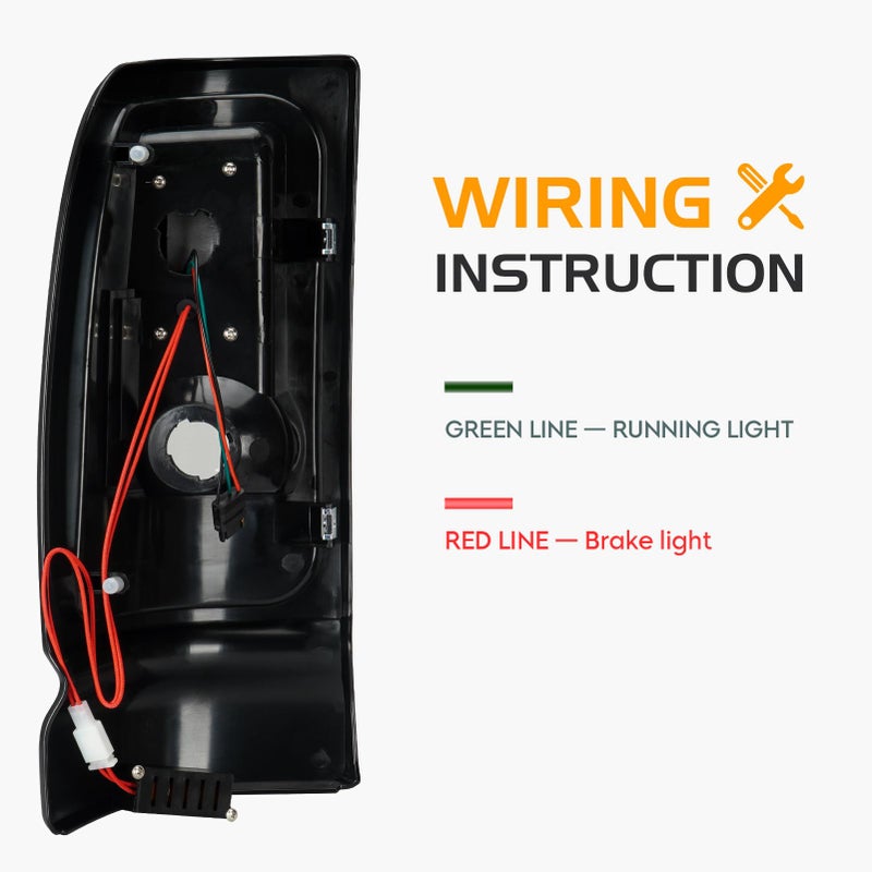 Bomusou LED Tail Light + 3rd Brake Light Kit Fit for Dodge Ram 1500 1994-2001, for Ram 2500 3500 1994-2002, Taillights and High Mount Stop Light, 3 Pcs, Smoke Lens - Image 5