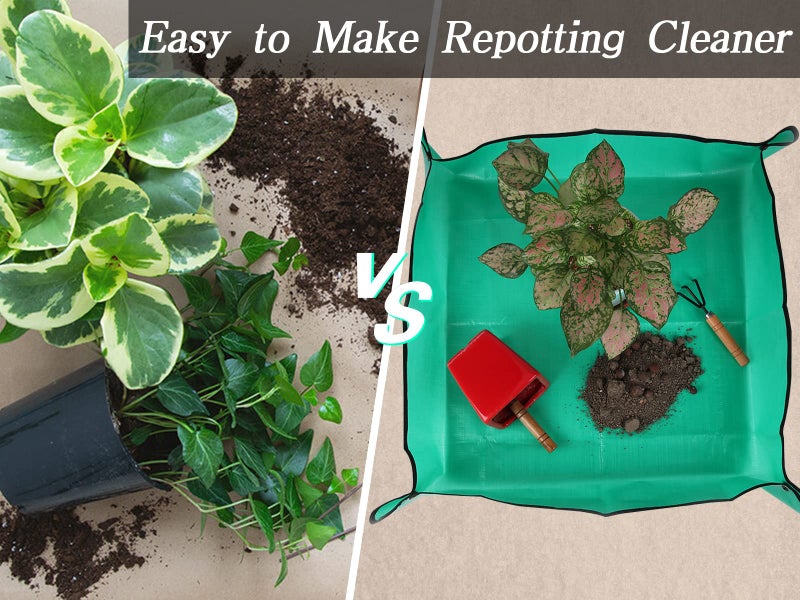 Azureblue Plant Repotting Mat for Indoor Plants Potting Soil Mix, Waterproof Plant Repotting Tray, Potting Mat Gardening Tray for Indoor Potting Succulents Cactus Orchid Pots, Garden Gift(26.8"x26.8") - Image 2