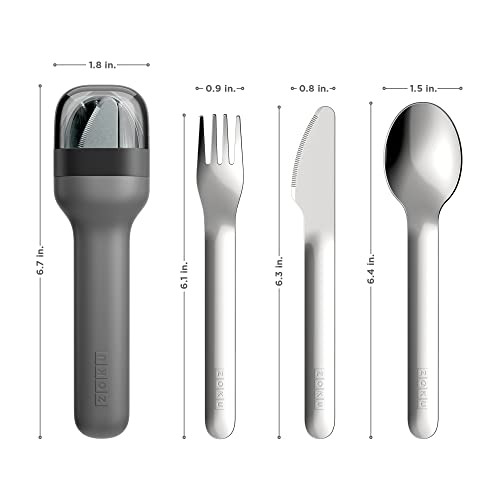 ZOKU Pocket Utensil Set, Charcoal - Stainless Steel Fork, Knife, and Spoon Nest in Hygienic Case - Portable Design for Travel, School, Work, Picnics, Camping and Outdoor Home Use - Image 3