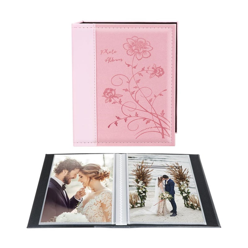 Artmag Photo Album 5x7 Clear Pages Pockets Leather Cover Slip Slide in Photo Album Book Holds 50 Vertical 5x7 Photos Picture Book for Wedding Family Pink - Image 2