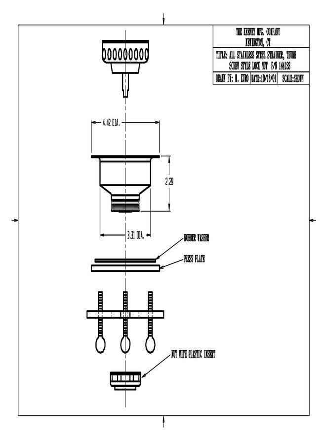 Keeney Plumb Pak, Stainless Steel Keeney 1441SS Sink Strainer Thumb Screw Style with Fixed Post Basket, Size - Image 2