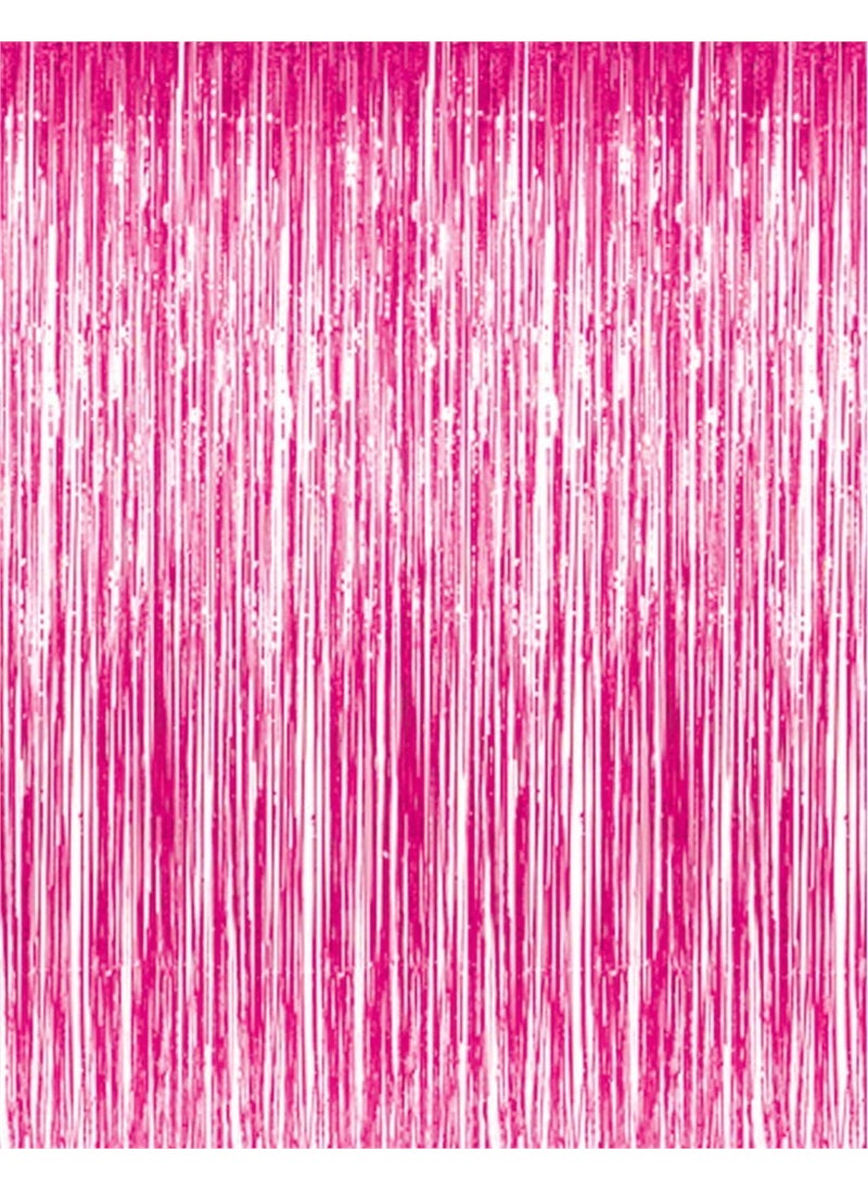 GOER GOER 32 ft x 98 ft Metallic Tinsel Foil Fringe Curtains Party Photo Backdrop Party Streamers for Galentines DayBirthdayGraduationNew Year Eve Decorations Wedding Decor 1 Pack Hot Pink 