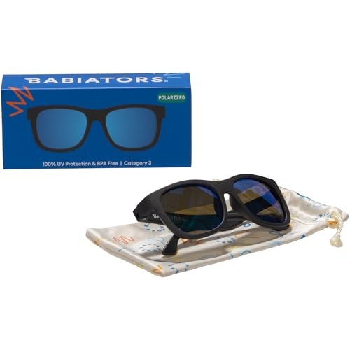 Babiators Blue Series Polarized UV Protection Children's Sunglasses, Dark Blue Mirror - Ages 6+ - Image 4