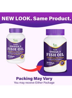 NBL Natural Super Omega 3 Fish Oil 1000mg 360 EPA 240 DHA Cardiovascular Support 100 Softgels  - Image 2