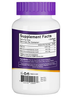 NBL Natural Super Omega 3 Fish Oil 1000mg 360 EPA 240 DHA Cardiovascular Support 100 Softgels  - Image 3