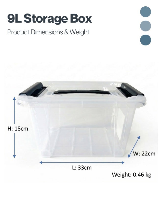 Marcolo Storage Box 9L Transparent Plastic Organizer with Lid Lightweight Multipurpose Container - Image 5