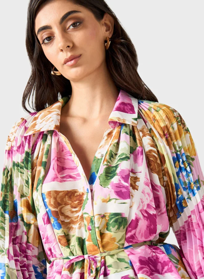 ايكونيك Floral Print Tie Up Shirt
