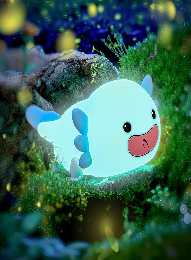 UNEEDE Blue Axolotl Night Light for Kids,Animal Silicone Nursery Night Lamp, Rechargeable Table Lamp Bedside Lamp,Cute Room Decor Night Light for Bedroom,Living Room,Dining,Desk Decorations,Gift - Image 1