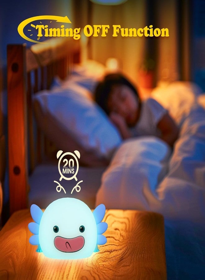 UNEEDE Blue Axolotl Night Light for Kids,Animal Silicone Nursery Night Lamp, Rechargeable Table Lamp Bedside Lamp,Cute Room Decor Night Light for Bedroom,Living Room,Dining,Desk Decorations,Gift - Image 4