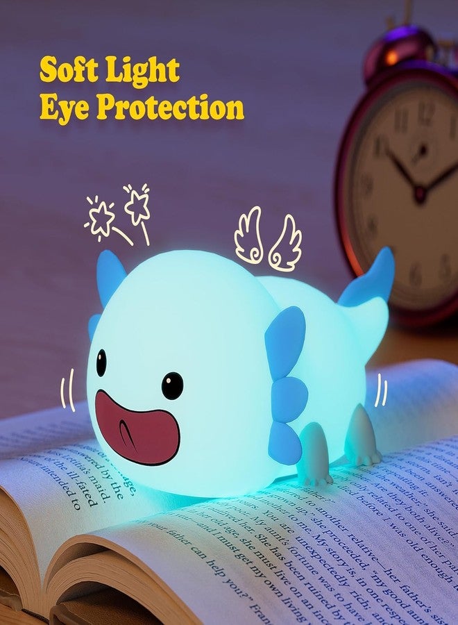 UNEEDE Blue Axolotl Night Light for Kids,Animal Silicone Nursery Night Lamp, Rechargeable Table Lamp Bedside Lamp,Cute Room Decor Night Light for Bedroom,Living Room,Dining,Desk Decorations,Gift - Image 5