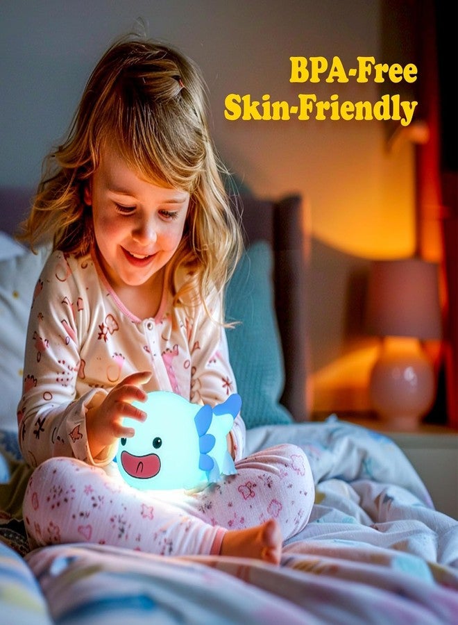 UNEEDE Blue Axolotl Night Light for Kids,Animal Silicone Nursery Night Lamp, Rechargeable Table Lamp Bedside Lamp,Cute Room Decor Night Light for Bedroom,Living Room,Dining,Desk Decorations,Gift - Image 3