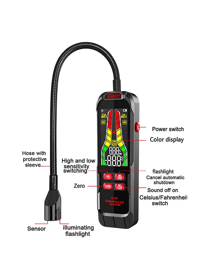 Generic Handheld Combustible Gases Leak Detector Natural Gases Leakage Tester Portable Combustible Gases Concentration Analyzer Meter  - Image 3