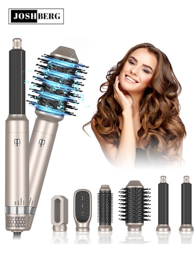 Joshberg 6 in 1 Auto Hair Styler Brush & Hair Dryer, Hair Curler,Hot Air Brush Set,60000 RPM High Speed Multi Styler Hair Straightener,Automatic Curling hair for Fast Drying Curling Volumizing Straightening  - Image 1