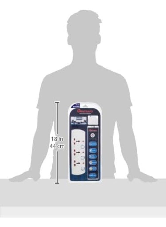 OSHTRACO مقبس تمديد عالمي 3-طرق من أوشتراكو مع سلك بطول 4 متر، متعدد الألوان - Image 4