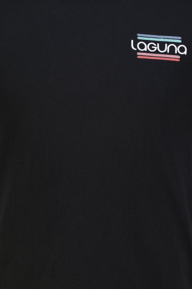 Laguna Men Crew Neck Graphic Print Short Sleeve T-Shirt, Black - Image 5