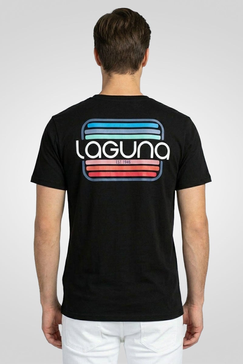 Laguna Men Crew Neck Graphic Print Short Sleeve T-Shirt, Black - Image 4