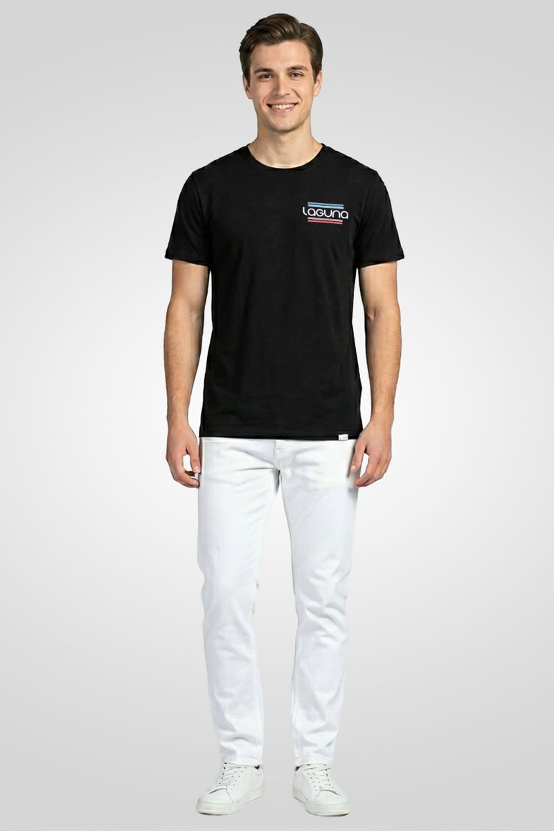 Laguna Men Crew Neck Graphic Print Short Sleeve T-Shirt, Black - Image 2