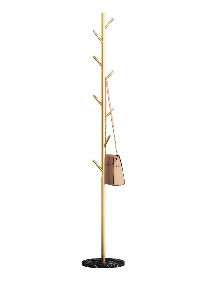 Metal Coat Rack with Natural Marble Base, Modern Coat Rack Freestanding, Sturdy Coat Tree Stand, Hall Tree for Jacket Hat Bag Entryway,Gold rod with black base - Image 1