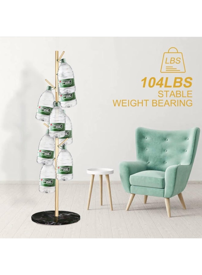 Metal Coat Rack with Natural Marble Base, Modern Coat Rack Freestanding, Sturdy Coat Tree Stand, Hall Tree for Jacket Hat Bag Entryway,Gold rod with black base - Image 2