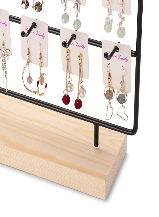 RUINENGDA Earring Display Stands for Selling 3 Tier 15 Hooks Jewelry Display Wooden Base Earring Holder Organizer Display Stand for Necklaces Rings Bracelets Keychains (Black) - Image 5