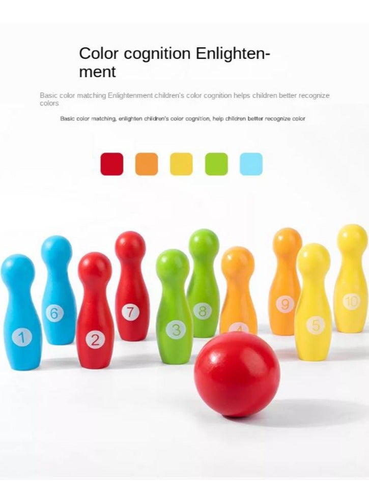Bowling Game -Children’s Wooden Color Bowling Puzzle Toys Mini Bowling Children’s Parent-Child interactive Desktop Games - Image 5