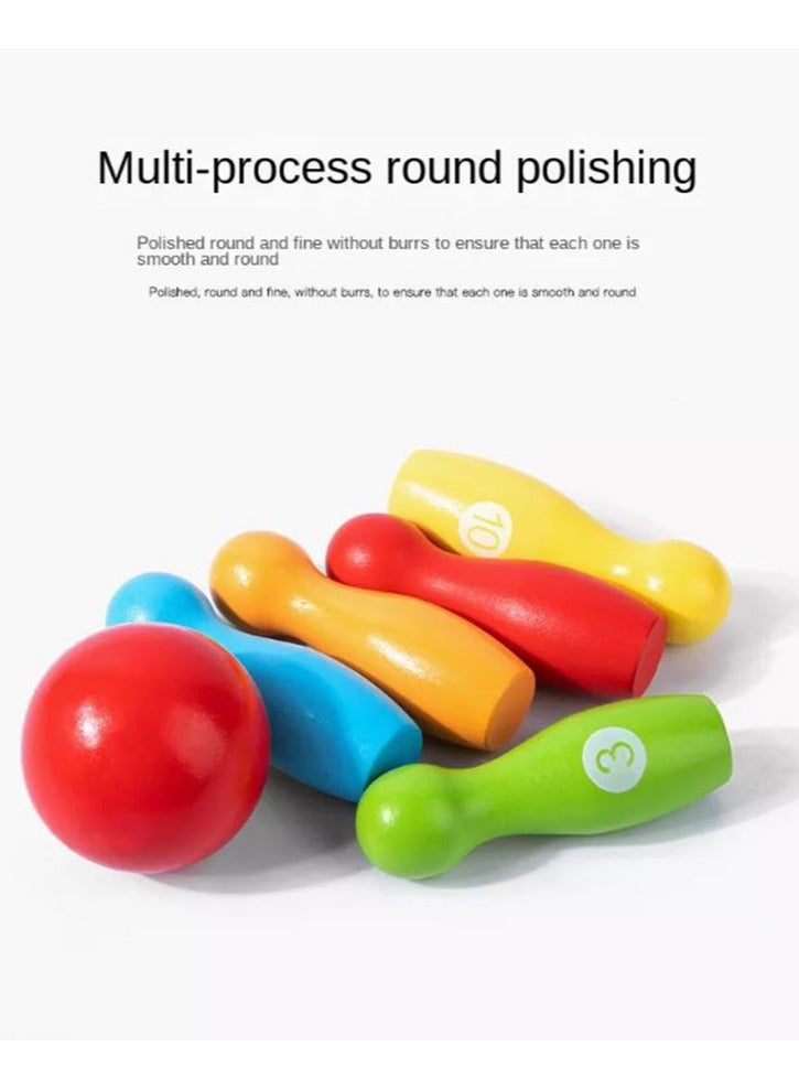 Bowling Game -Children’s Wooden Color Bowling Puzzle Toys Mini Bowling Children’s Parent-Child interactive Desktop Games - Image 3