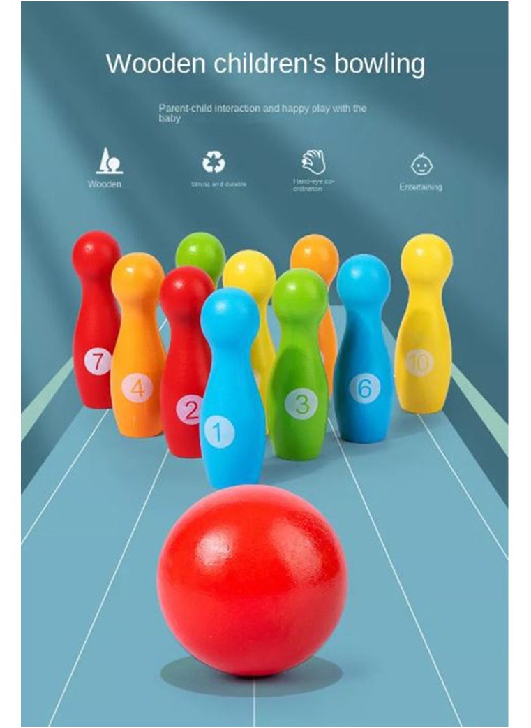 Filly Bowling Game -Children’s Wooden Color Bowling Puzzle Toys Mini Bowling Children’s Parent-Child interactive Desktop Games  - Image 2