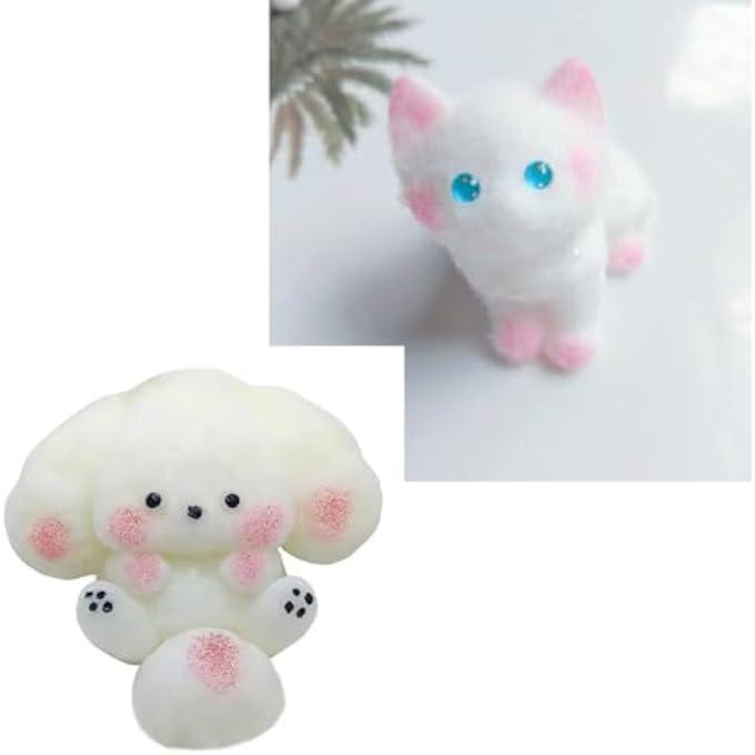 T Trove Handmade Puppy Taba Squishy,Cute Dog Shaped Squishy Toy for Stress Relief,Fidget Sensory,Decompression Toy for Kids & Adults,Party Favors,Birthday Gifts (Cute Cat & Puppy, 2, pcs) - Image 1