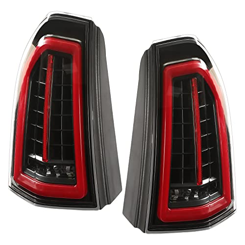 HECASA Full LED Tail Lights Compatible with 2011-2014 Chrysler 300 LED Tube Bar Rear Brake Turn Signal Running Light Taillights Clear Lens Black Housing - Image 2