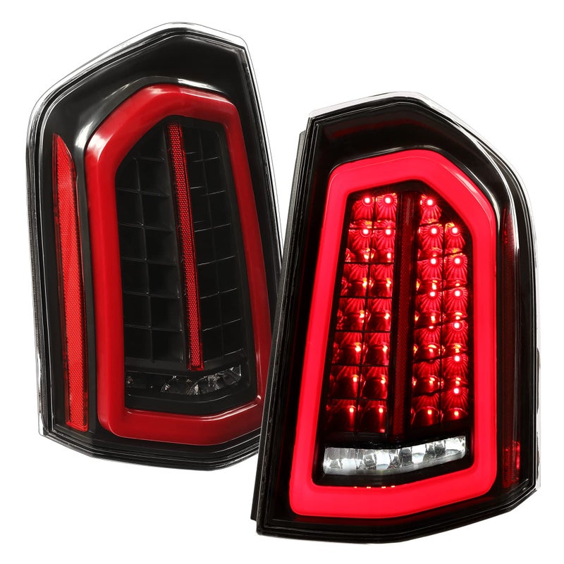 HECASA Full LED Tail Lights Compatible with 2011-2014 Chrysler 300 LED Tube Bar Rear Brake Turn Signal Running Light Taillights Clear Lens Black Housing - Image 3