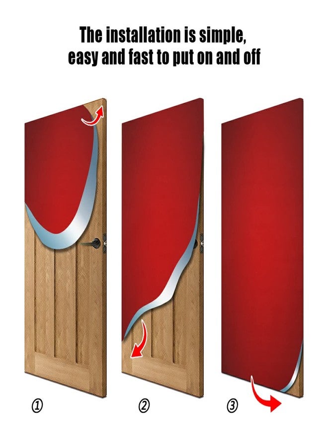 WELLDAY Red Solid Color Door Cover Christmas Front Door Cover Winter Holiday Front Door Banner Porch Sign for Home Party Decor Indoor Outdoor Decorations 36 x 98 Inch - Image 2