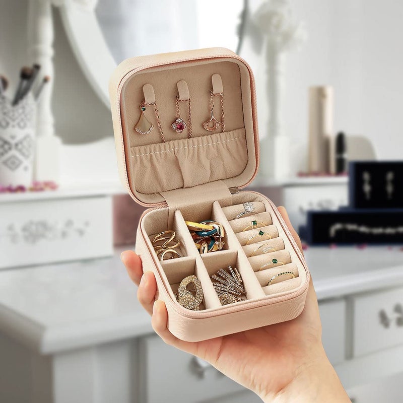 ZPROW Travel Jewelry Case, Mini Portable Jewelry Travel Boxes, Small Jewelry Organizer for Rings, Earrings, Pendants, Watches, Necklaces, Lipsticks Organizer Storage Holder Case (Pink-6packs) - Image 2