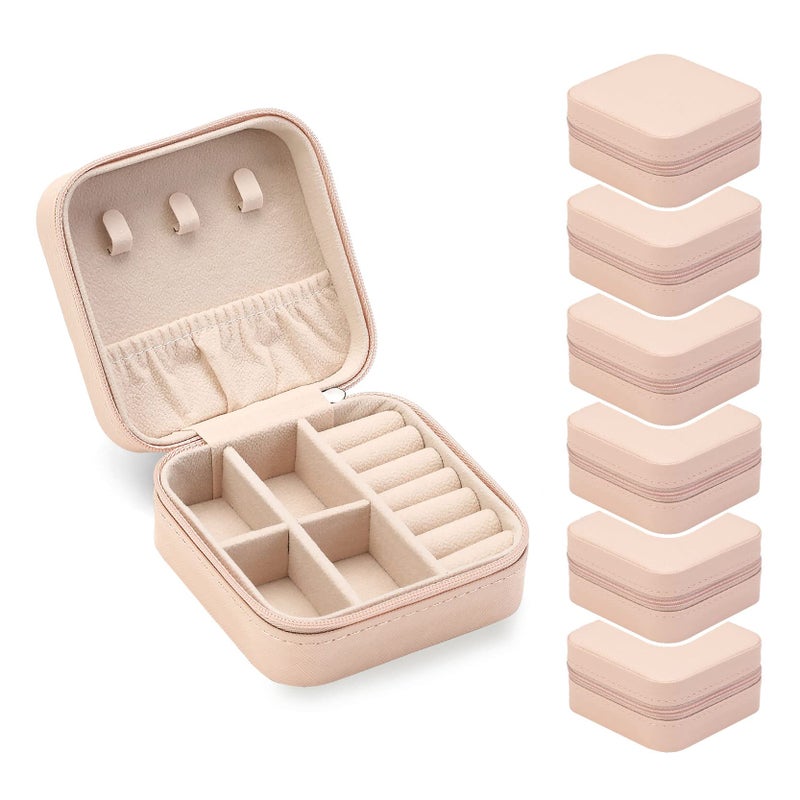 ZPROW Travel Jewelry Case, Mini Portable Jewelry Travel Boxes, Small Jewelry Organizer for Rings, Earrings, Pendants, Watches, Necklaces, Lipsticks Organizer Storage Holder Case (Pink-6packs) - Image 1