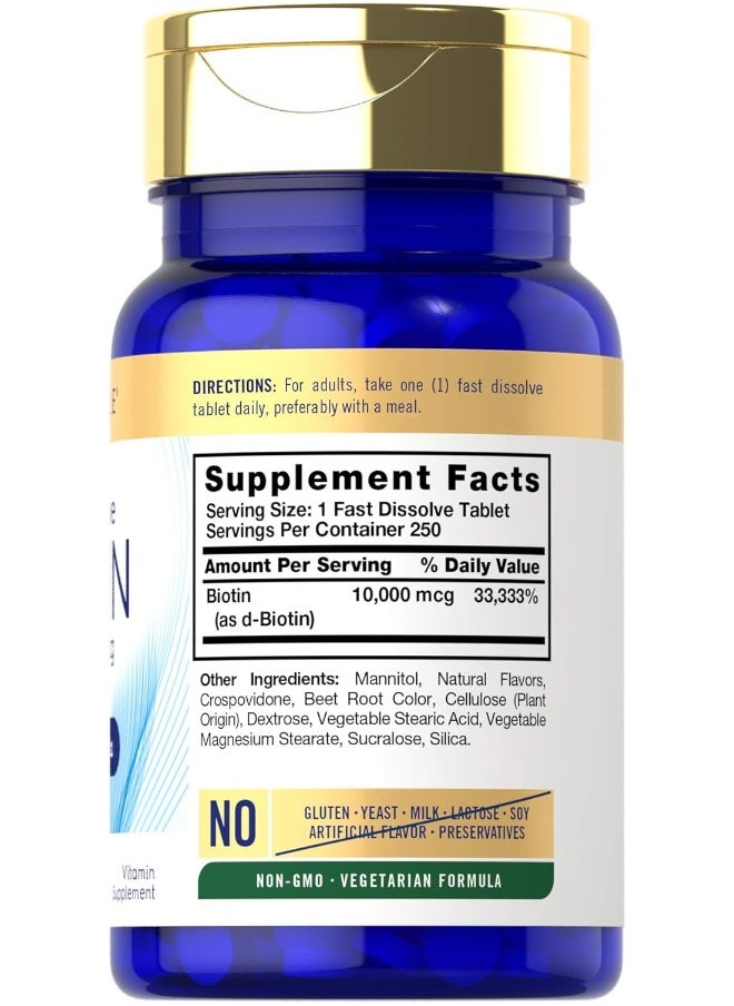 Biotin 10000Mcg 250 Fast Dissolve Tablets Max Strength Vegetarian, Non-Gmo, Gluten Free - pzsku/Z9142859915CCA3CB78E4Z/45/_/1725942866/e64f94cb-0a16-46ee-b907-d8a4518940ff