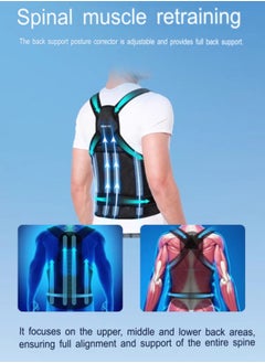 JoyousSto 2 IN 1 Back Brace and Posture Corrector for Women and Men Back Straightener Posture Corrector Scoliosis and Hunchback Correction Back Pain Spine Corrector Support Adjustable Posture Trainer Black  - Image 3