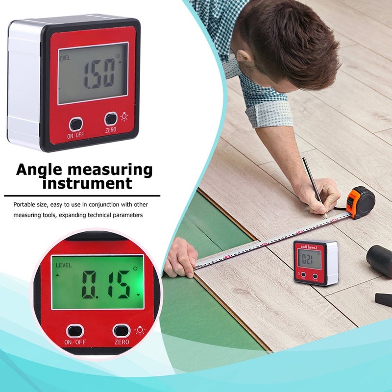 HAPSTONE Horizontal Angle Meter Digital Inclinometer Electronic Level Box Magnetic Base Measuring Tools Red - Image 4