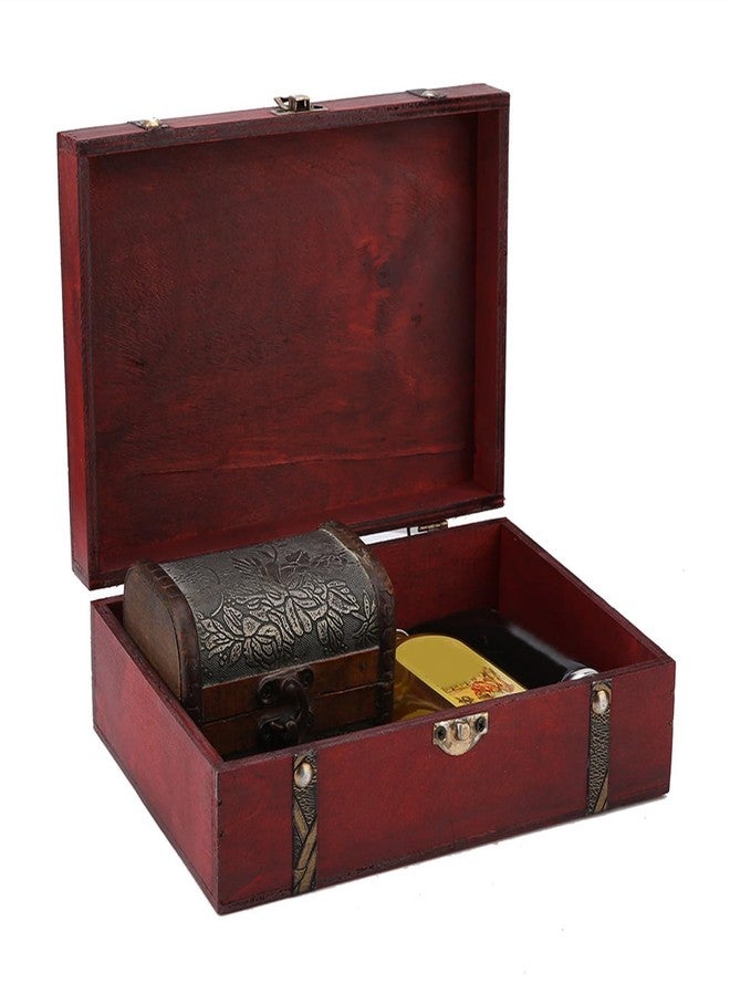 Ejoyous Treasure Chest Box, Retro Vintage Wooden Jewelry Box Decorative Storage Organizer Container Case for Gilrs Girlfriend Women Gift - Image 2