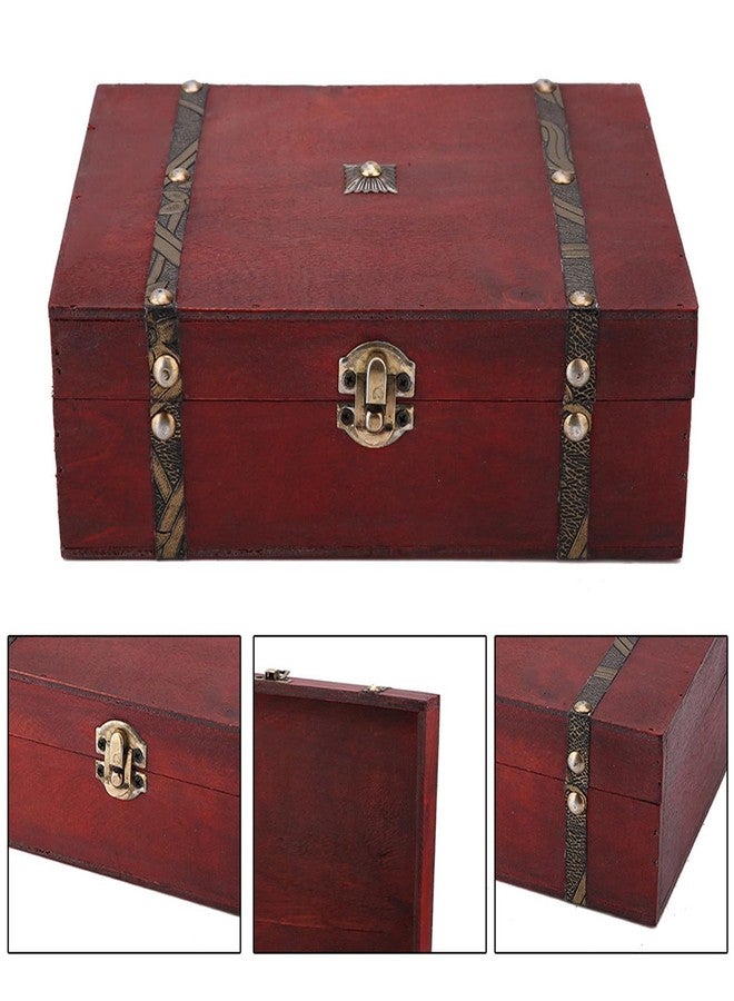 Ejoyous Treasure Chest Box, Retro Vintage Wooden Jewelry Box Decorative Storage Organizer Container Case for Gilrs Girlfriend Women Gift - Image 4