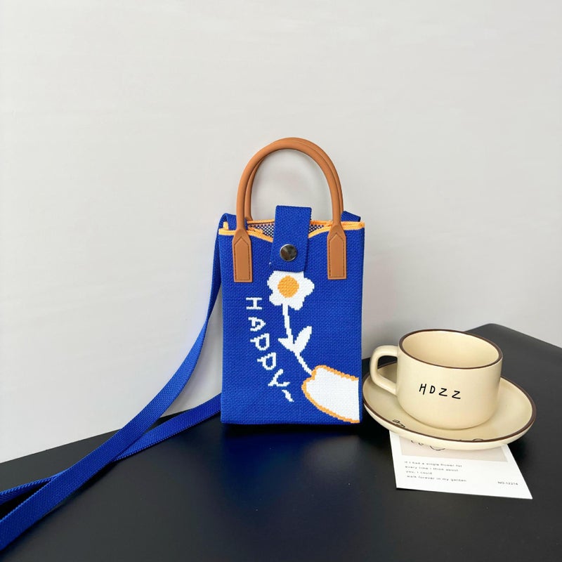 Ins Mobile Phone Bag Flower Knitted Bag Niche Versatile Shoulder Crossbody Bag Trendyy Tote Bag Flower Woven - Image 5