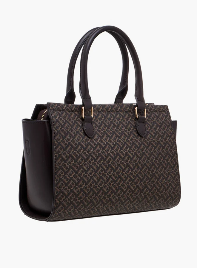 Flora Bella By Shoexpress Monogram Print Tote Bag with Double Handle and Zip Closure
