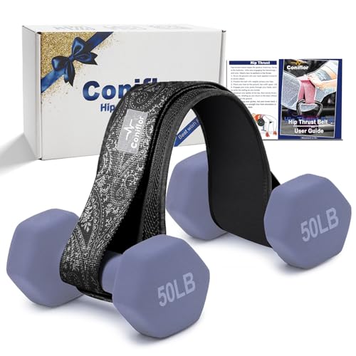 Coniflor Hip Thrust Belt Adjustable Fitness Belt for Dumbbells Kettlebells Plates Support Up to 100 lbs Upgrade SlipResistant Pad for Safe and Comfortable Glute Workouts at Home or Gym Black - Image 1