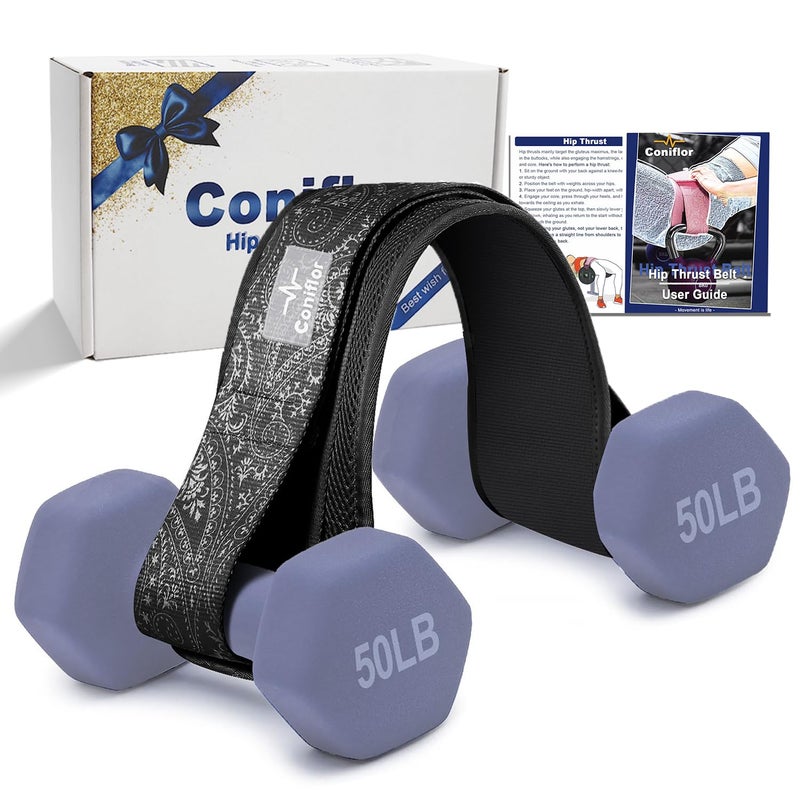 Coniflor Hip Thrust Belt Adjustable Fitness Belt for Dumbbells Kettlebells Plates Support Up to 100 lbs Upgrade SlipResistant Pad for Safe and Comfortable Glute Workouts at Home or Gym Black - Image 2