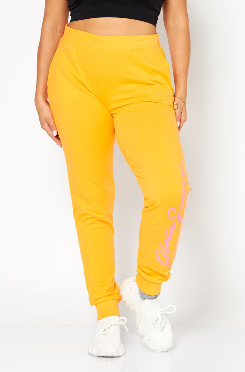 Plein Sport Women Sportswear Fit Training Sweatpants, Orange - Image 1