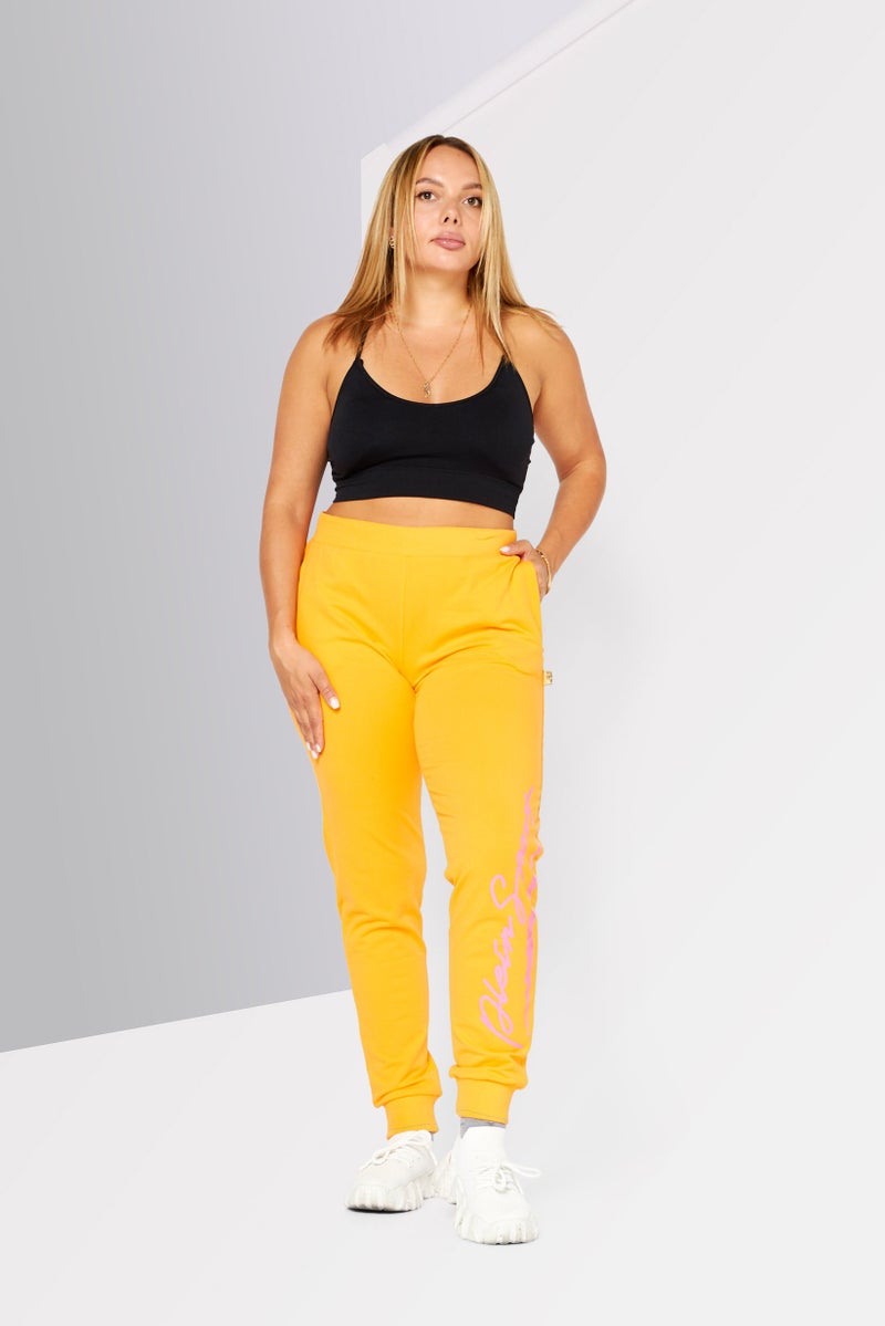 Plein Sport Women Sportswear Fit Training Sweatpants, Orange - Image 3