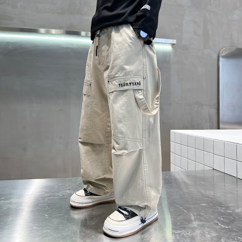 Boys' Pants Children'S Straight Casual Pants Thin Big Kids Autumn Cargo Pants Stylish Trendy - Image 1